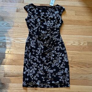 Ralph Lauren Black and White Floral Midi Dress